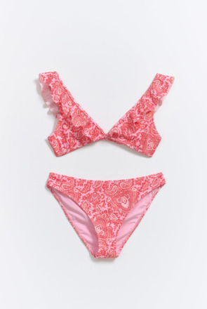 Gina Tricot - Y frill bikini set - young-swimwear - Red - 170 - Female