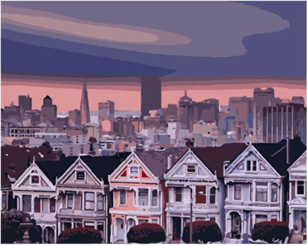 San Francisco, Kalifornien – Malen nach Zahlen, 50x40cm / Fertig bespannt / 24 Farben (Einfach)