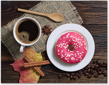 Malen nach Zahlen - Kaffe und Donut, 50x40cm / Fertig bespannt / 24 Farben (Einfach)