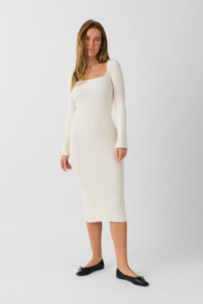 Gina Tricot - Knitted midi dress - neulemekot - White - L - Female