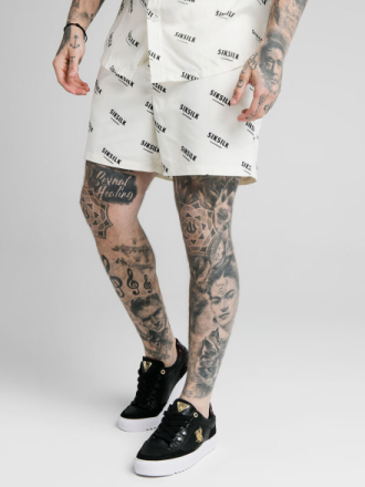 Repeat Print Swimshorts Off White (L)