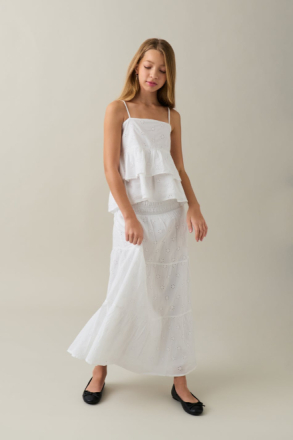 Gina Tricot - Y maxi skirt - kjolar - White - 146/152 - Female