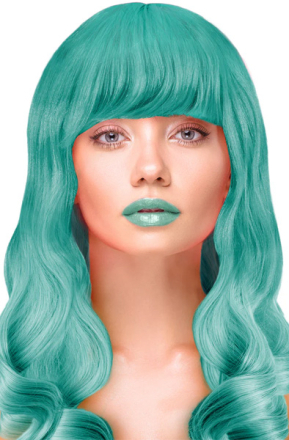 Party Wig Long Wavy Turquoise Hair Peruk