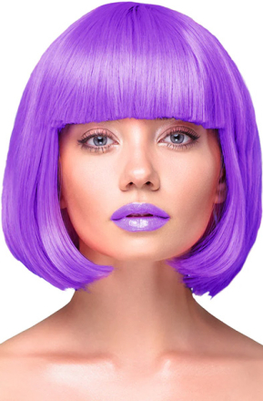 Party Wig Short Straight Hair Purple Peruukki