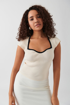 Gina Tricot - Knitted top - toppar - White - M - Female