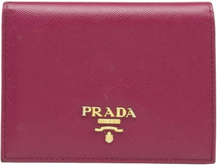 Prada Dark Pink Saffiano Leather Compact Wallet