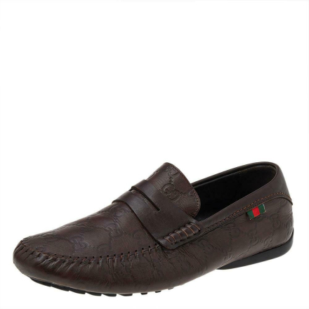Pre-eide Guccissima Leather Slip on Penny Loafers