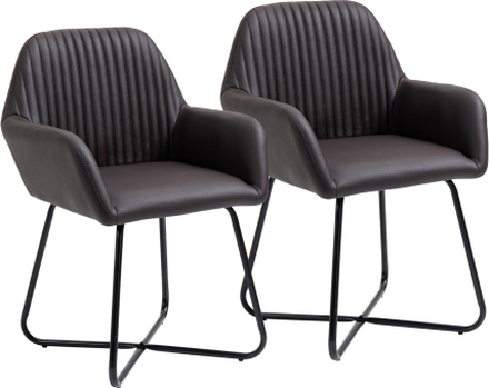 Coppia 2 sedie moderne per sala da pranzo imbottite in similpelle marrone