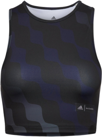 Adidas X Marimekko Train Icons Print Tank Top Crop Tops Sleeveless Crop Tops Svart Adidas Performance*Betinget Tilbud