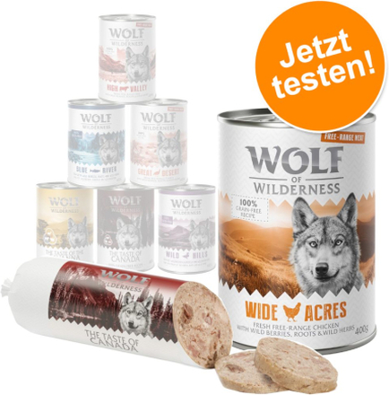 6 x 400 g Mixpakete - Wolf of Wilderness - Dosendeckel, passend für 400 g & 800 g