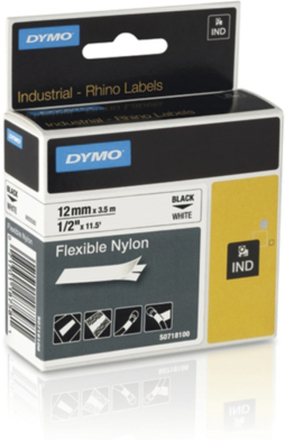 Tape Rhino flex nylon 12mm svart på vit