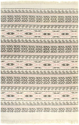 vidaXL Gulvsteppe kilim-vevet bomull med mønster 160x230 cm grå/rosa