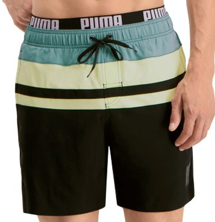 Puma Badbyxor Heritage Stripe Mid Swim Shorts Svart/Grön polyester Medium Herr