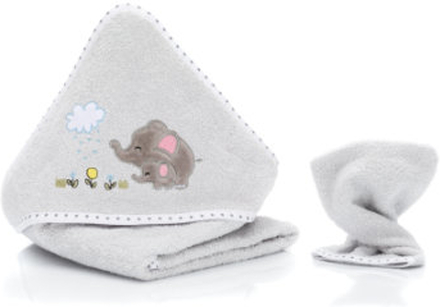 fillikid Håndklæde sæt elefantgrå inkl. vaskeklud