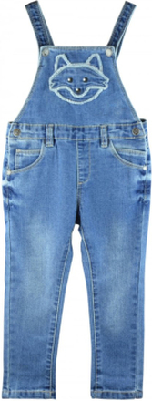 Hängselbyxor i jeans med rävmotiv (Storlek: 9 mån - 74 cm)