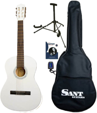 Sant Guitars CJ-36-WH spansk 3/4 barne-gitar hvit, komplett pakke