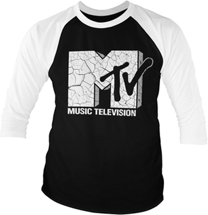 MTV Cracked Logo Baseball 3/4 Sleeve Tee, Long Sleeve T-Shirt