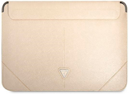 Guess Protective Macbook Sleeve 13" / 14" (33 x 23 Cm) - Saffiano Triangle - Beige