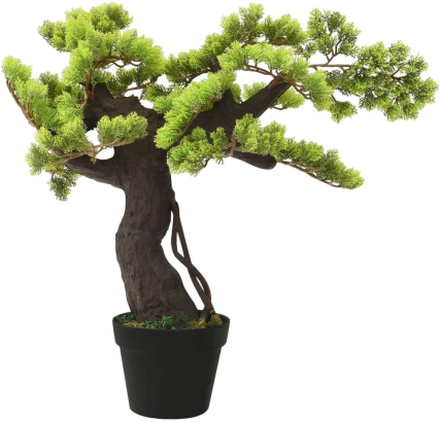 Kunstigt cypress-bonsaitræ med potte 75 cm grøn