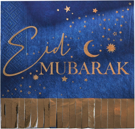 Servetter Eid Mubarak Blå/Guld - 16-pack