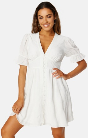 Bubbleroom Occasion Structured Button Front Dress White 4XL