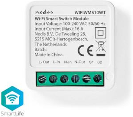 Nedis SmartLife Strömbrytare | Wi-Fi | 3680 W | Terminalanslutning | App tillgänglig för: Android- / IOS
