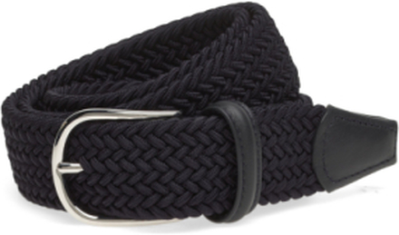 Classic Navy Elastic Woven Belt Accessories Belts Braided Belt Svart Anderson's*Betinget Tilbud