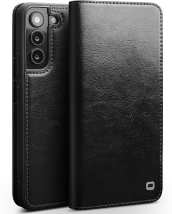 Qialino - Samsung Galaxy S22 Plus - Leren bookcase hoes - Zwart
