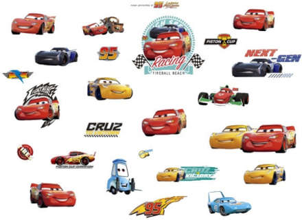 Sej Biler wallsticker med alle racerbilerne fra Cars filmene.