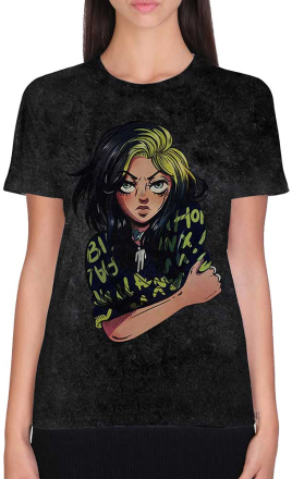 Billie Eilish: Unisex T-Shirt/Anime Billie (Dip-Dye) (XX-Large)