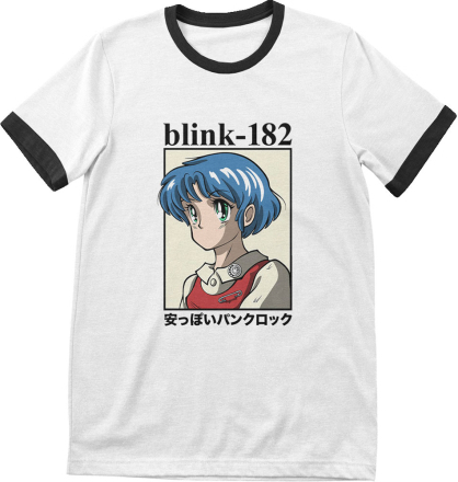 Blink-182: Unisex T-Shirt/Anime (Ringer) (X-Large)