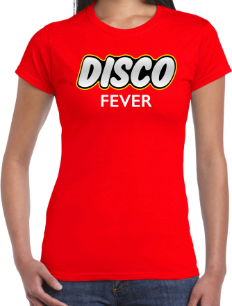Disco party t-shirt / shirt disco fever rood voor dames