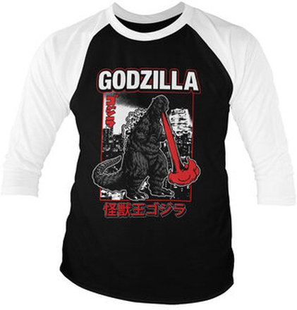 Godzilla - Atomic Breath Baseball 3/4 Sleeve Tee, Long Sleeve T-Shirt