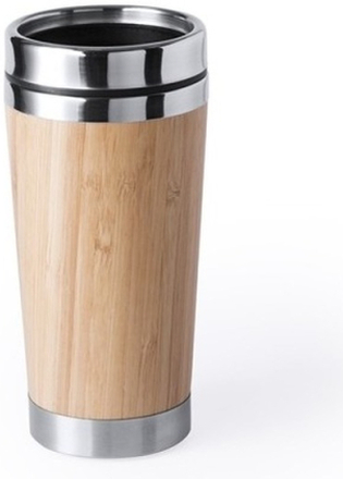 6x Luxe bamboe/RVS reis bekers voor koffie of thee 500 ml