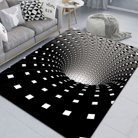 3D Geometric Stereo Trap Vision Vardagsrum Sovrumsmatta, Storlek: 60x90cm (Rektangulär Visual H)