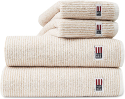 Original Towel White/Tan Striped Home Textiles Bathroom Textiles Towels Beige Lexington Home
