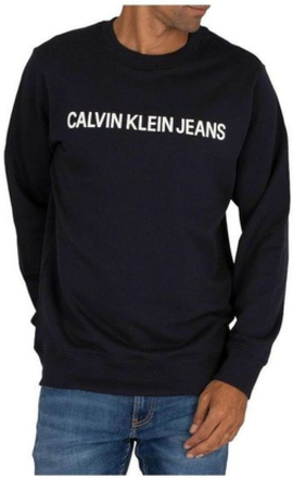 Sweaters uden Hætte til Mænd Calvin Klein CORE LOGO INTITUTIONAL J30 Marine XL