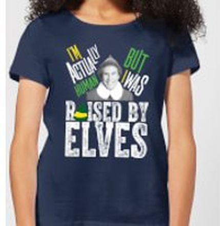 Elf Raised By Elves Women's Christmas T-Shirt - Navy - M