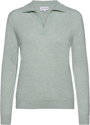 Open Collar Sweater Pullover Grønn Davida Cashmere*Betinget Tilbud