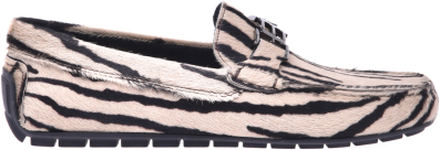Driving shoes in zebra-print pony hair calf