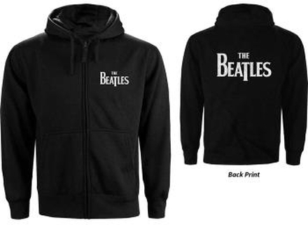 The Beatles: Ladies Zipped Hoodie/Drop T Logo (Back Print) (Medium)
