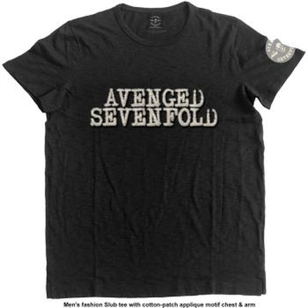 Avenged Sevenfold: Unisex Applique T-Shirt/Logo & Death Bat (Medium)