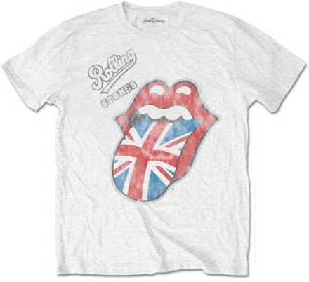 The Rolling Stones: Unisex T-Shirt/Vintage British Tongue (Soft Hand Inks) (Large)