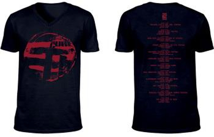 The Cure: Unisex T-Shirt/Eastern Red Logo (Back Print/Ex-Tour/V-Neck) (XX-Large)