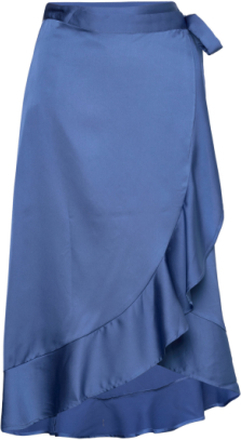 Viellette Wrap Hw Skirt/Su - Noos Knælang Nederdel Blue Vila