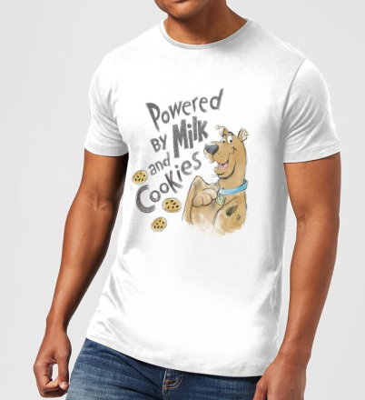 Scooby Doo Powered By Milk And Cookies Men's T-Shirt - White - XL