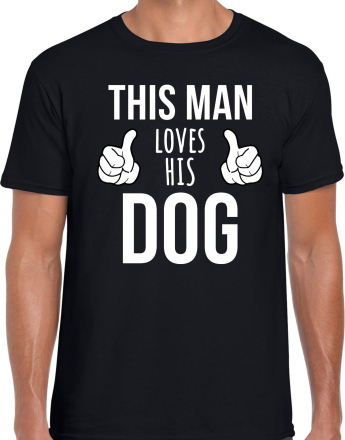 This man loves his dog / Deze man houdt van zijn hond - honden t-shirt zwart voor heren