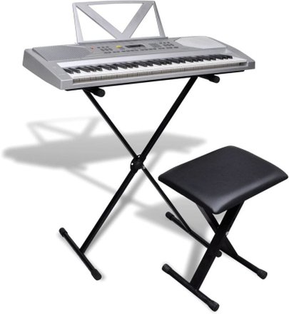 Elektronisk keyboard m. 61 tangenter + justérbart stativ og stol