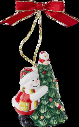 Julgransdekoration Tree Hugging Snowman Christmas Tree höjd 9 cm