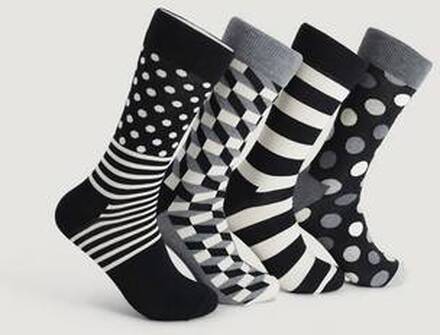 Happy Socks 4-pk Classic Black & White Socks Gift Set Multi